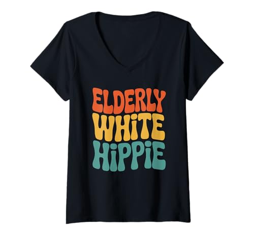 Damen Trend älterer weißer Hippie lustig Sprichwort T-Shirt mit V-Ausschnitt Damen Trend älterer weißer Hippie lustig Sprichwort T-Shirt mit V-Ausschnitt von Ältere weiße Hippie -Design