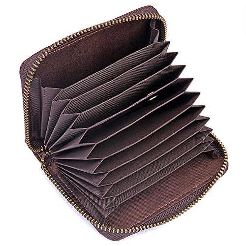 AF-WAN RFID Blocking Echtleder Kreditkartenhalter Wallet Zip Münze Tasche Geldbörse (braun) von AF-WAN