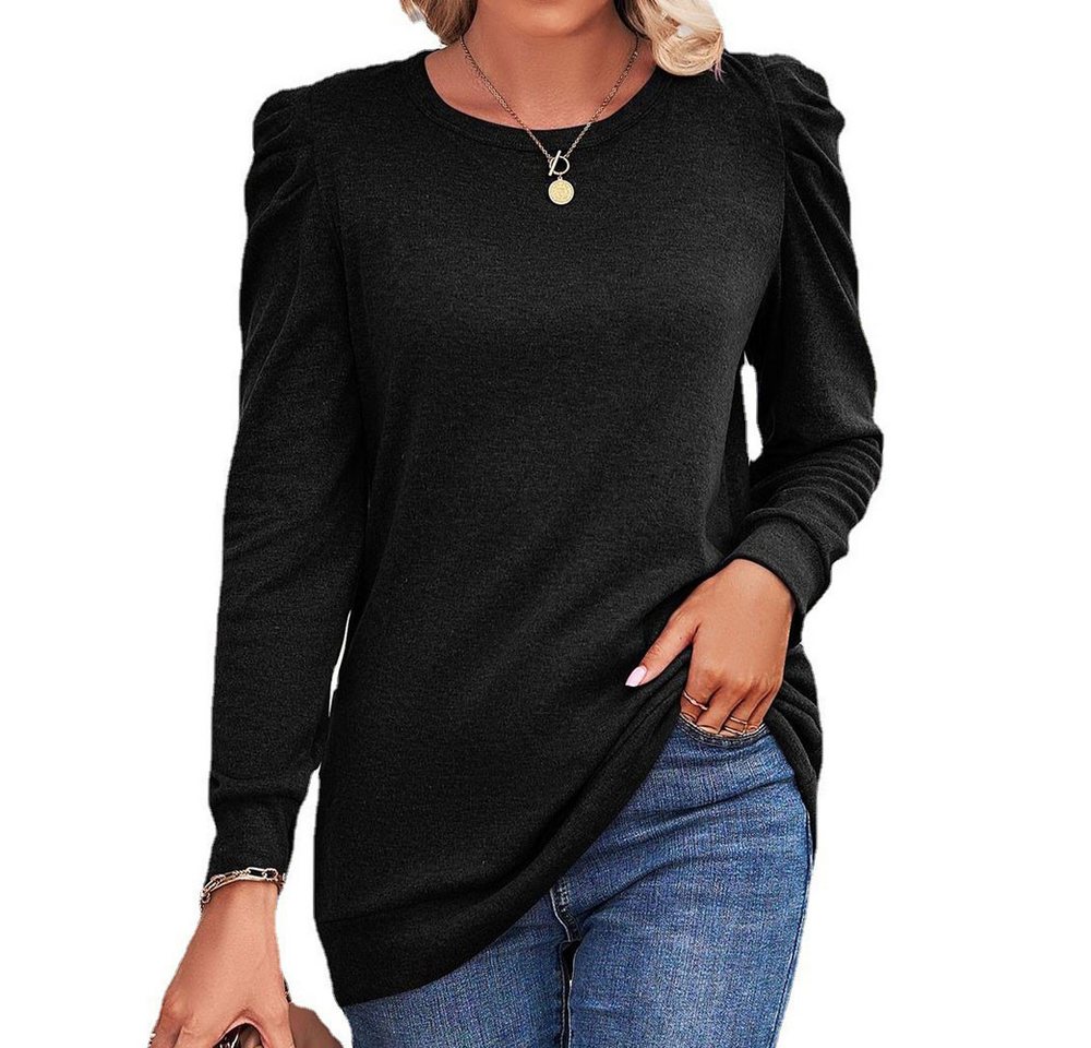 AFAZ New Trading UG Blusentop Puffärmel Pullover Damen Sweatshirt Elegant V Ausschnitt Langarmshirt von AFAZ New Trading UG