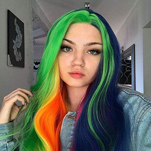 AFBeauty Rainbow Wigs for Women Long Wavy Colorful Rainbow Free Part Wig Synthetic Multi-Colored Glueless Heat Resistant Fiber Lace Frontal Wig 24inch AFBeauty Rainbow Wigs for Women Long Wavy Colorful Rainbow Free Part Wig Synthetic Multi-Colored Glueless Heat Resistant Fiber Lace Frontal Wig 24inch von AFBeauty
