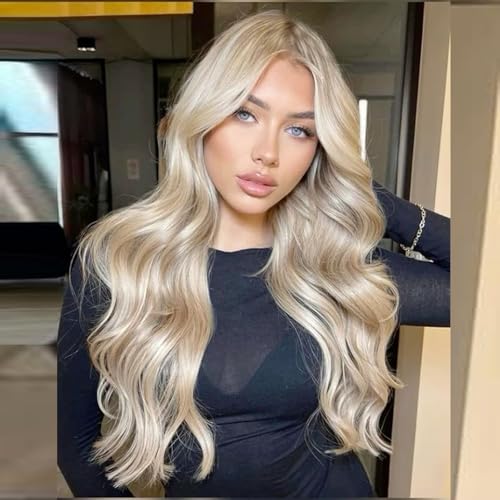 Highlight Blonde Spitze Front Perücken für Frauen Drag echtes Haar lockig Perücke langen Körper Welle hitzebeständig Afro Perücke synthetische 26 Zoll Spitze Front Kleberlose Spitze Perücken Drag Quee von AFBeauty