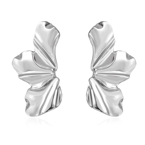 AFCJLTO 1 Paar Blumen Ohrringe Groß,Blume Tropfen Ohrringe Boho Statement Flower Earrings Hypoallergene Modeschmuck für Damen(Silber) von AFCJLTO
