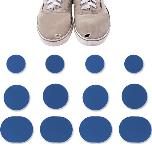 AFCJLTO 12 pcs Self adhesive Repair Patches, Selbstklebende Reparatur-Patches für Schuhe - Fersen-Schutz & Lochreparatur - Runde Patches - Schuhabsatz Reparatur Schuh Loch Reparatur Patch Runden, Blau von AFCJLTO