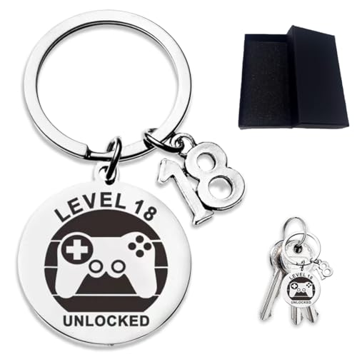 AFCJLTO 18 Geburtstag Schlüsselanhänger Lustig 18. Geburtstag Mädchen, Gamepad-Muster Coole Geschenke 18 Geburtstag, Geschenk 18. Geburtstag Junge Mädchen Geschenkideen von AFCJLTO