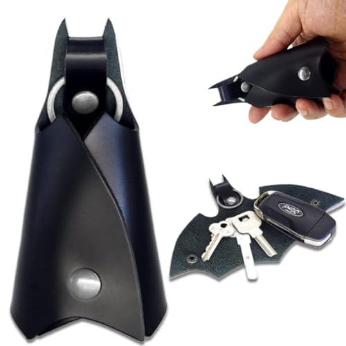 AFCJLTO 1PCS Batman Schlüsselanhänger, PU Leder Fledermausform Autoschlüsselanhänger, Kunstleder Schlüsseletui Brieftasche, Fledermaus Keychain, Auto Leder Schlüsseletui Key Organizer,Schwarz von AFCJLTO