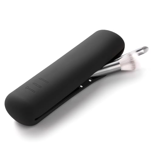 AFCJLTO 1pcs in Schwarz Reise-Makeup-Pinselhalter aus Silicon, tragbare Kosmetiktasche für unterwegs, Organizer für Makeup-Pinsel und Essentials, unverzichtbar für Frauen, Komfort auf Reisen von AFCJLTO