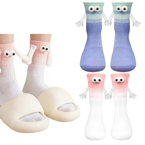 AFCJLTO 2 Paar Magnetische Socken mit Händen Geburtstag Hand in Hand Socken mit Magnetarmen Lustige Alberne, lustige 3D-Freundschaftssocken, Geschenke für Frauen Männer Freunde Partner Paare Kinder von AFCJLTO