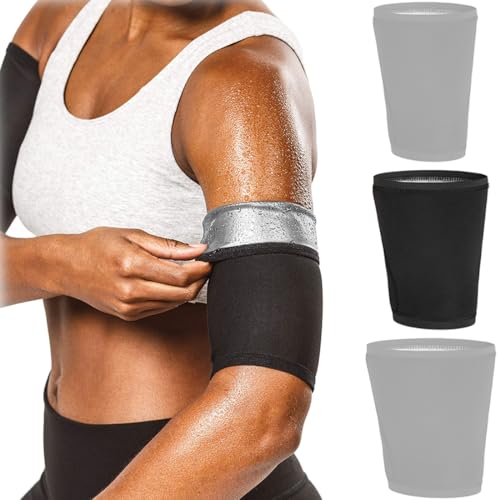 AFCJLTO 2er Set Sauna Armband,Sauna Arm Belt - Verstellbar, Elastisch & Perfekt für Fitness,Für Männer Frauen,Schwarz(2XL/3XL) von AFCJLTO
