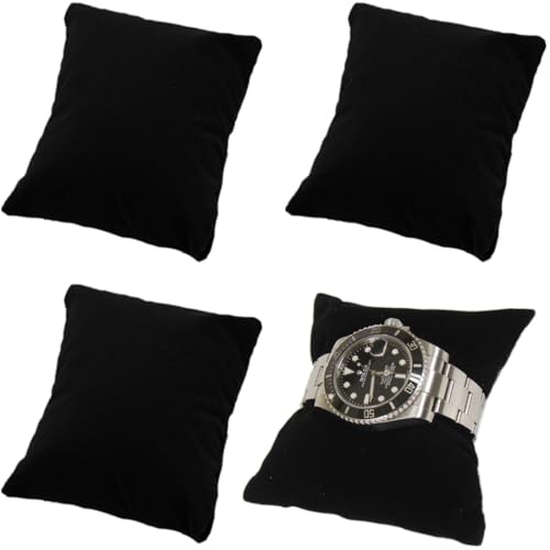 AFCJLTO 4 Stück Kissen für Armbanduhren, 7 x 8 cm, kleine schwarze Samtkissen Schmuckaufbewahrung Aufbewahrungs-Organizer Für Schmuck Display Stand Organizer von AFCJLTO