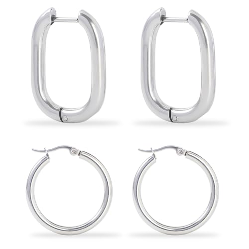 AFCJLTO Creolen Ohrringe Set, 2 Paar Hypoallergen Knorpel Huggie Creolen Piercing Ohrringe für Damen Frauen Mädchen von AFCJLTO