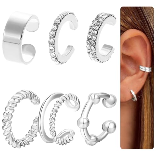 AFCJLTO Ear Cuff Set für Damen Ohrmanschette Ohrringe Fake Ohrringe Fakepircings Ohr Earcuffs Clip Ohrringe Non Piercing Fake Helix Knorpel Wrap Cuff Ohrringe Ohrklemme mit Flanelltasche von AFCJLTO