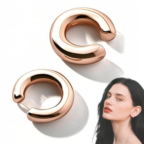 AFCJLTO Ear Cuff für Damen-CZ Fake Helix Knorpel Ohrringe Fake Piercing Ohrmanschette Ohrringe Clip Ohrklemme Funkelnde RundeHuggie Ohrringe Ohne Ohrloch(Roségold) von AFCJLTO