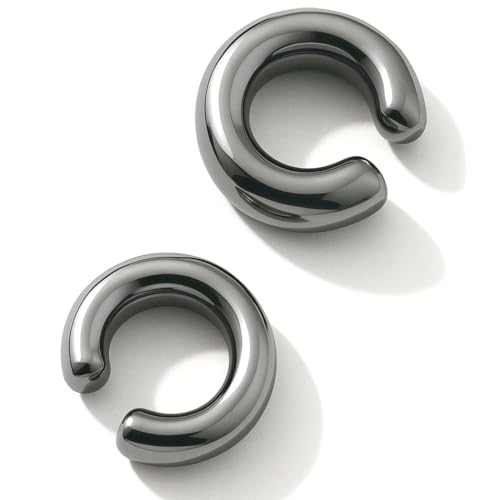 AFCJLTO Ear Cuff für Damen-CZ Fake Helix Knorpel Ohrringe Fake Piercing Ohrmanschette Ohrringe Clip Ohrklemme Funkelnde RundeHuggie Ohrringe Ohne Ohrloch(schwarz) von AFCJLTO