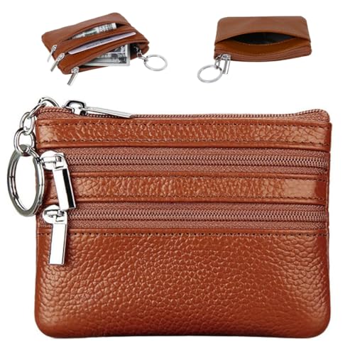 AFCJLTO Exklusives Luxus Schlüsseletui aus Leder für Herren & Damen mit Karten- und Geldfach in eleganter brauner Farbe,Hochwertiges Design & praktischer Schlüsselanhänger im Mäppchen-Format, 1 Stück von AFCJLTO