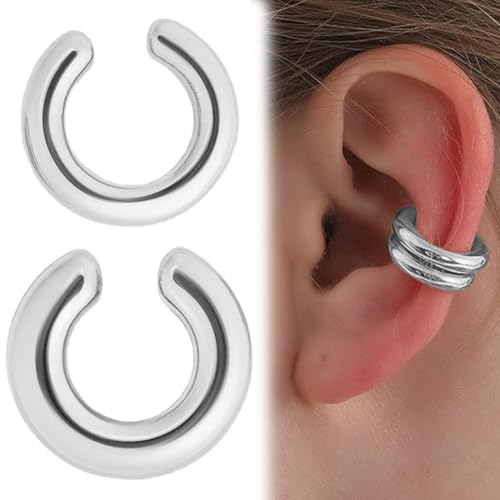 AFCJLTO Ohrringe für Damen Ear Cuff Für Damen Manschettenohrringe mit Clip Vintage Dicke Runde Huggie Hypoallergen Fake Ohrklemme Mädchen Geschenke,Geschenke für Den Valentinstag von AFCJLTO