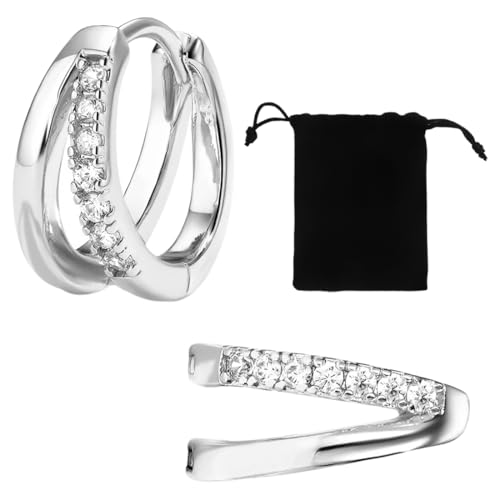 AFCJLTO Ohrringe für Damen Silber Ohrringe Creolen Ohrstecker Ohrringe Damenohrringe Piercing Ohr Klein Creolen Tragus Piercing Conch Helix Hypoallergene Cubic Zirkonia Knorpel Ohrring von AFCJLTO