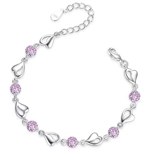 AFCJLTO Silber Armband für Damen Silberarmband Damen Silber Herz Armband Freundschaftsarmband Verstellbare Armkette Geschenke für Frauen Mädchen von AFCJLTO