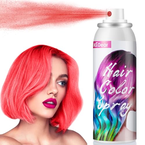 Temporäre Haarfarbe Spray für Kinder Erwachsene, 100ML Temporäre lebendige Schattierungen, abwaschbar Haarfarbe Spray Haarfärbemittel für Party, Halloween, Weihnachten, Rot Haarspray von AFDEAL