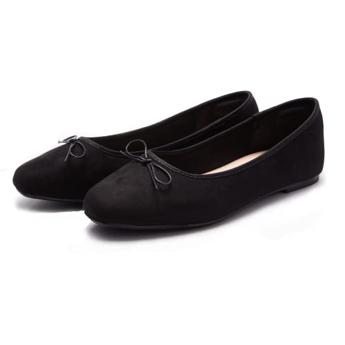 AFEETSING Damen Ballerinas mit rundem Zehenbereich, bequeme Schleife, elegante flache Schuhe für Damen, A-black1, 43 EU AFEETSING Damen Ballerinas mit rundem Zehenbereich, bequeme Schleife, elegante flache Schuhe für Damen, A-black1, 43 EU von AFEETSING