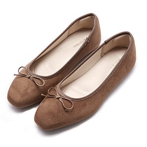 AFEETSING Damen-Ballettschuhe, runde Zehenpartie, bequeme Schleife, elegante flache Schuhe für Frauen, A-braun, 38 EU AFEETSING Damen-Ballettschuhe, runde Zehenpartie, bequeme Schleife, elegante flache Schuhe für Frauen, A-braun, 38 EU von AFEETSING