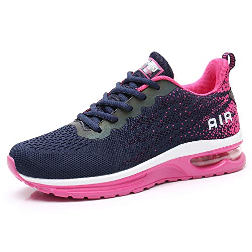 AFFINEST Damen Laufschuhe Sportschuhe Air Atmungsaktiv Turnschuhe rutschfest Leichte Schuhe Stoßfest Outdoor Mesh Sneaker Blau rosa 39 von AFFINEST