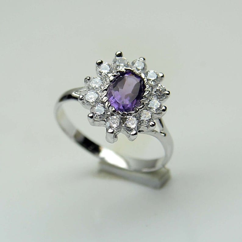 100 % Natürliche Amethyst Ring-Handmade Ring-Designer Ring-Natürliche Edelstein Ring-Statement Ring-Versprechen Ring 925 Sterling Silber von AFGEMSNJEWELLERY