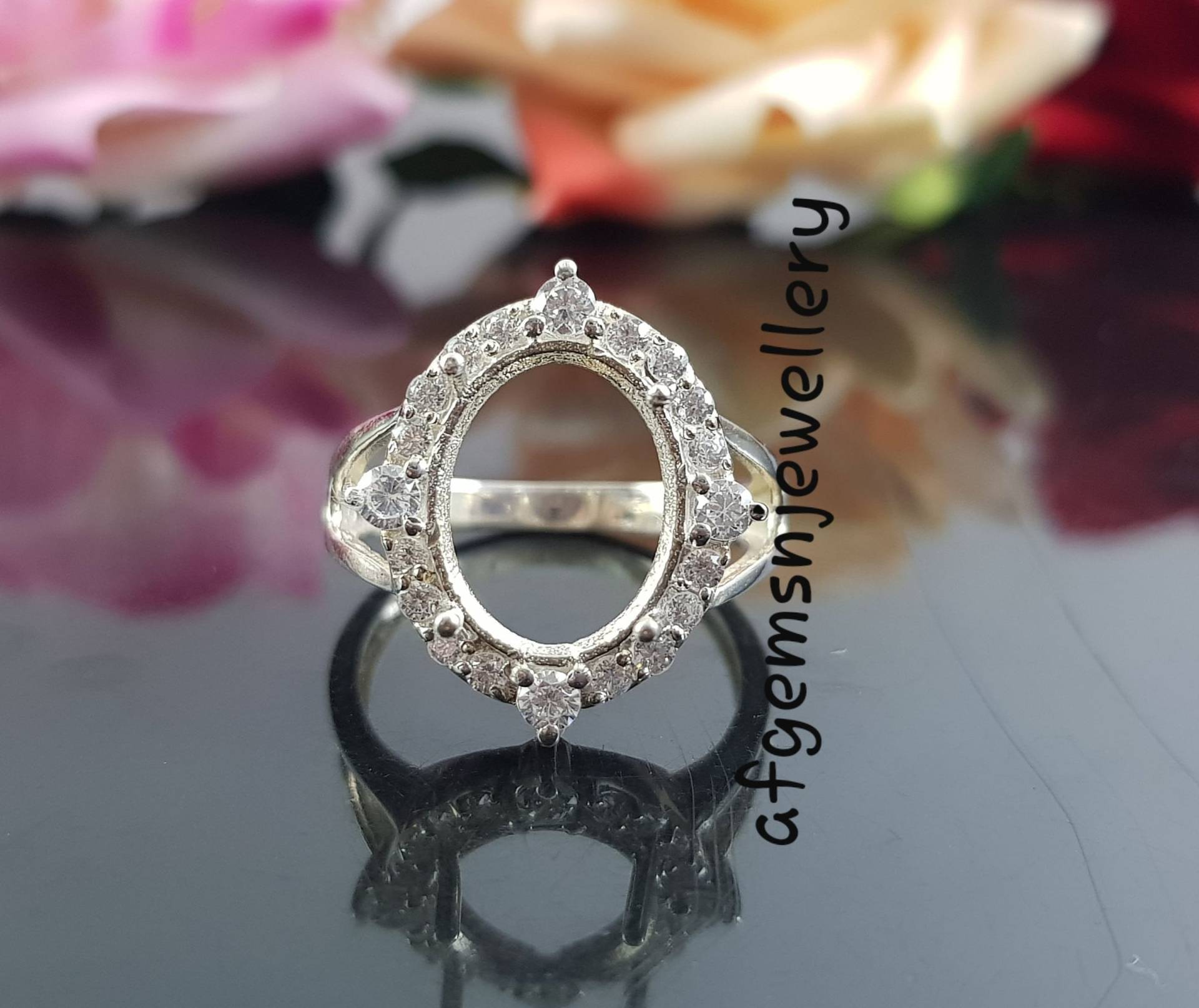 10x14 Mm Ovaler Ring-Ohne Stein Ring-Versprechen Ring-Silber Montierung Ring-Frauen Ring-Rohling Oval Fassung Ring-Vorsteckring von AFGEMSNJEWELLERY