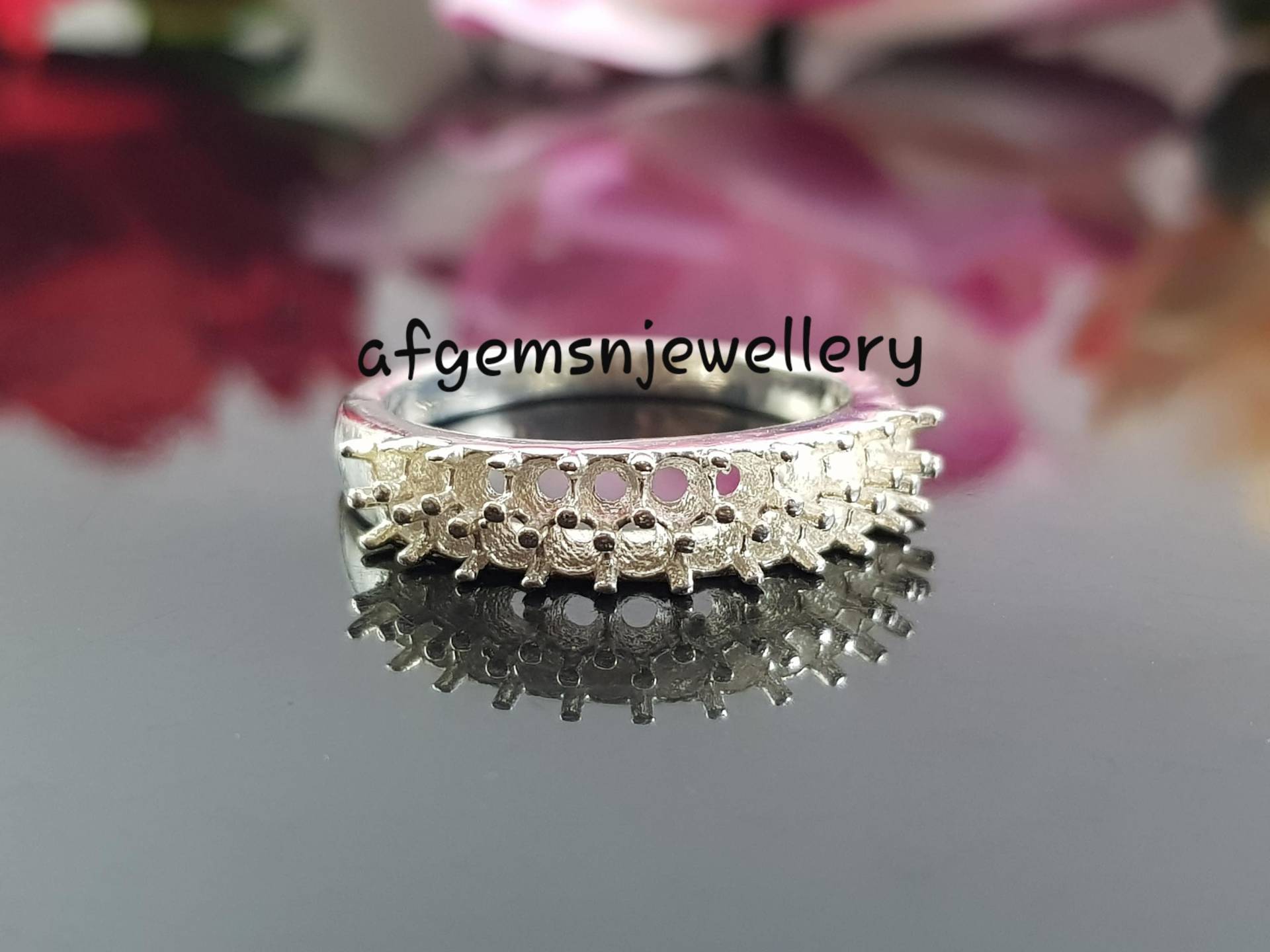 2mm Halbmontierung Rundring-Ohne Stein Ring-Halb Band Ring-Halbe Ewigkeit Ring-925 Sterling Silber Ring-Vorsteckring von AFGEMSNJEWELLERY