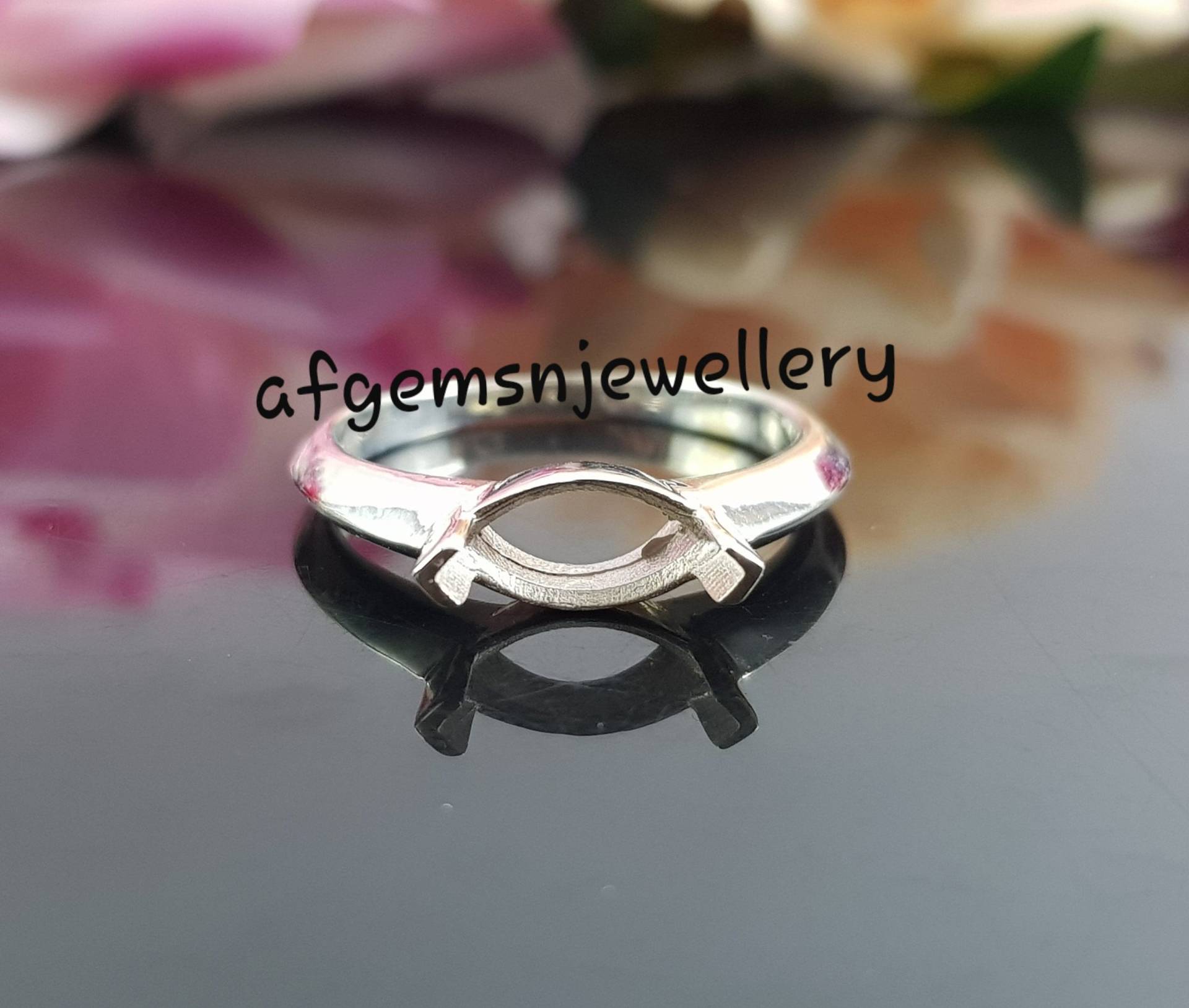 5x10 Mm Marquise Semi Mount Ring-Ohne Stein Ring-5x10Mm Vorkerbung Sterling Silber Wire Ring Fassung Zackenfassung von AFGEMSNJEWELLERY