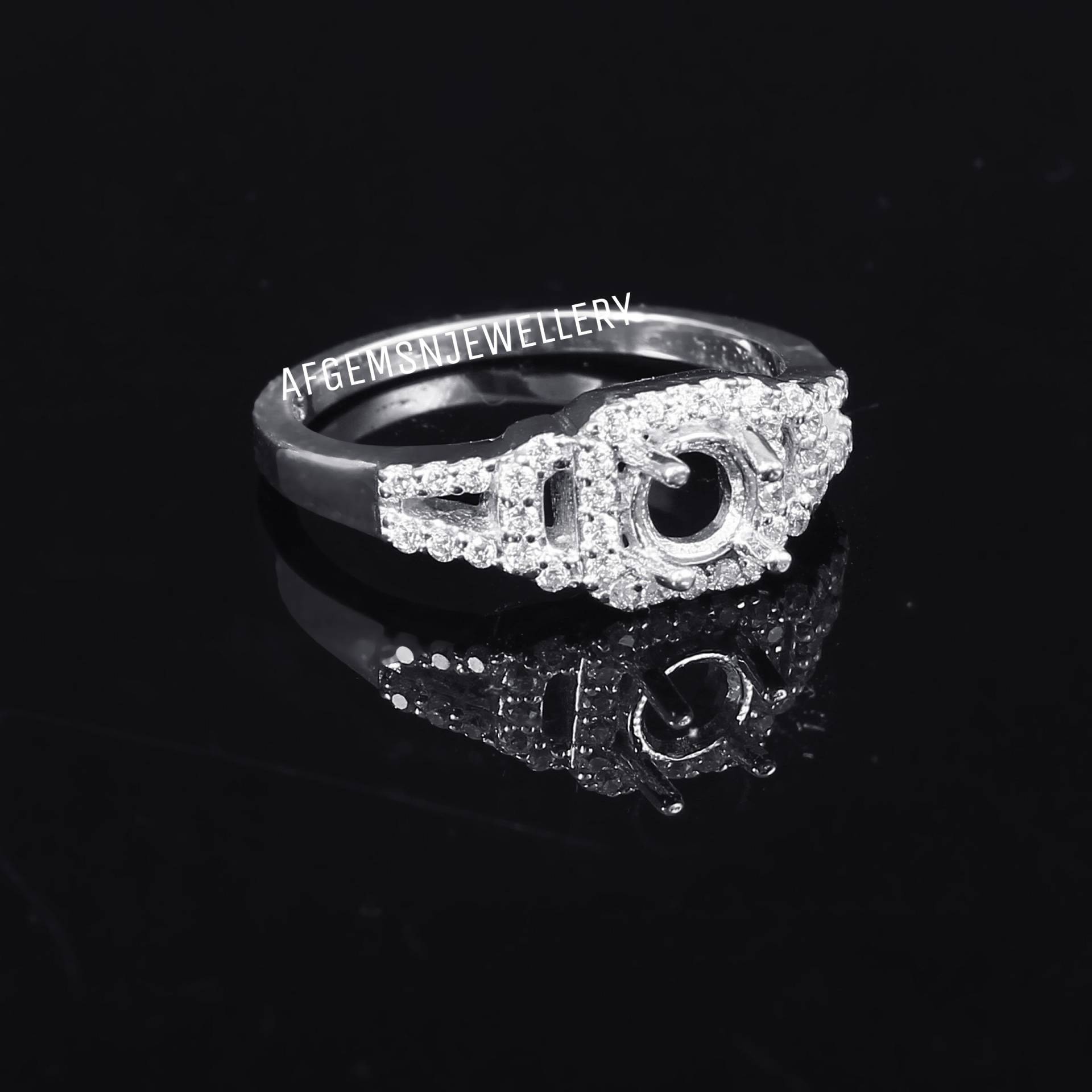 5x5 Mm Runder Halbring-Ohne Stein-Ring-Bereit Zum Setzen Mit Ihrem Eigenen Stein-Mount Ring-925 Sterling Silber Ring-Fassungsring von AFGEMSNJEWELLERY