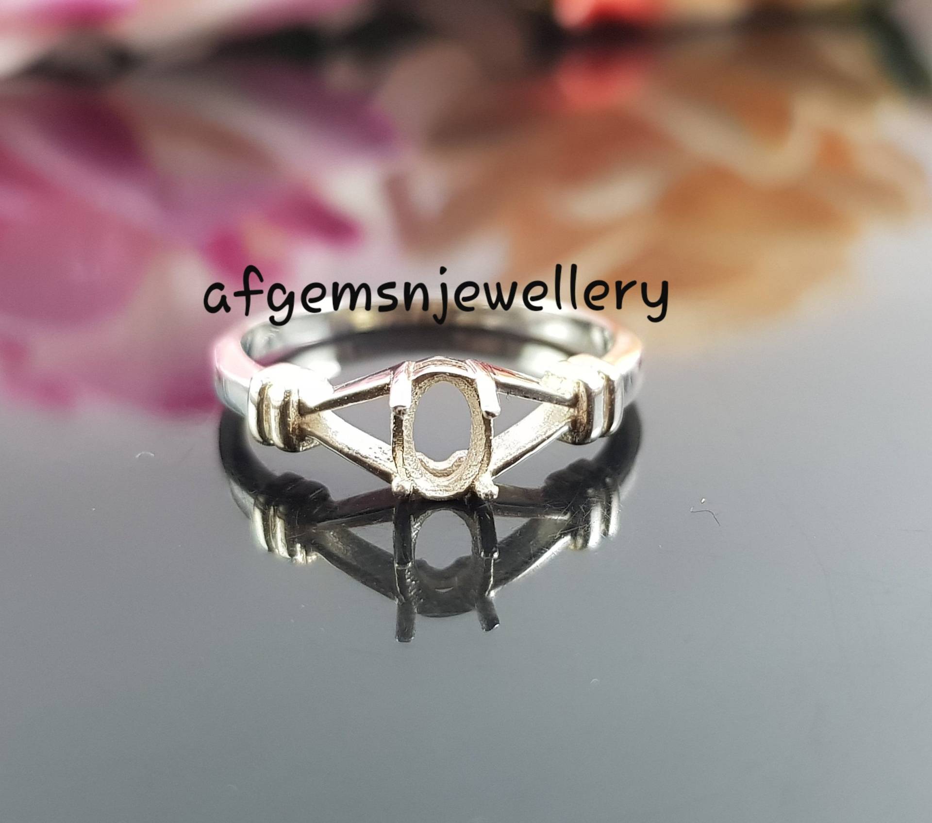 6x4mm Ovaler Halbring-Ohne Stein Ring-Bereit Zum Setzen Mit Ihrem Eigenen Stein-Schmuck Ring-925 Sterling Silber Ring-Fassungsring von AFGEMSNJEWELLERY