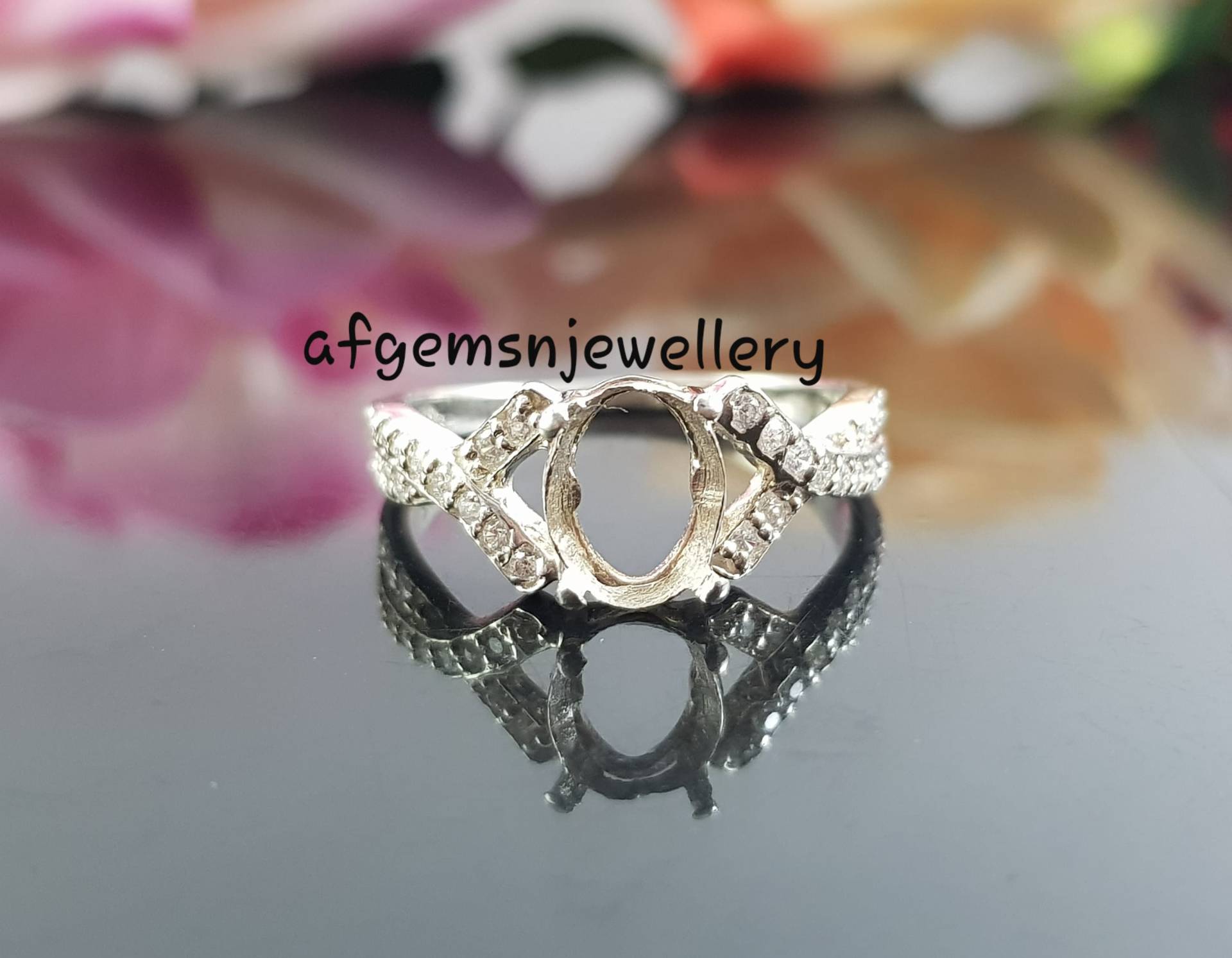 6x8 Mm Oval Semi Mount Ring-Bereit Zum Setzen Mit Eigener Stein-Oval Zackenfassung Ring-Ohne Stein Ring-925 Sterling Silber Ring von AFGEMSNJEWELLERY