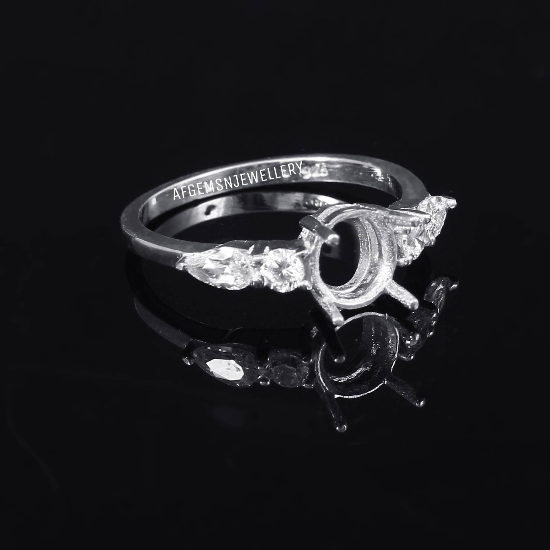 6x8 Mm Ovale Fassung Ohne Steinring-Bereit Zum Setzen Mit Ihrem Eigenen Stein-Frauen Ring-925 Sterling Silber Ring-Vorsteckring von AFGEMSNJEWELLERY