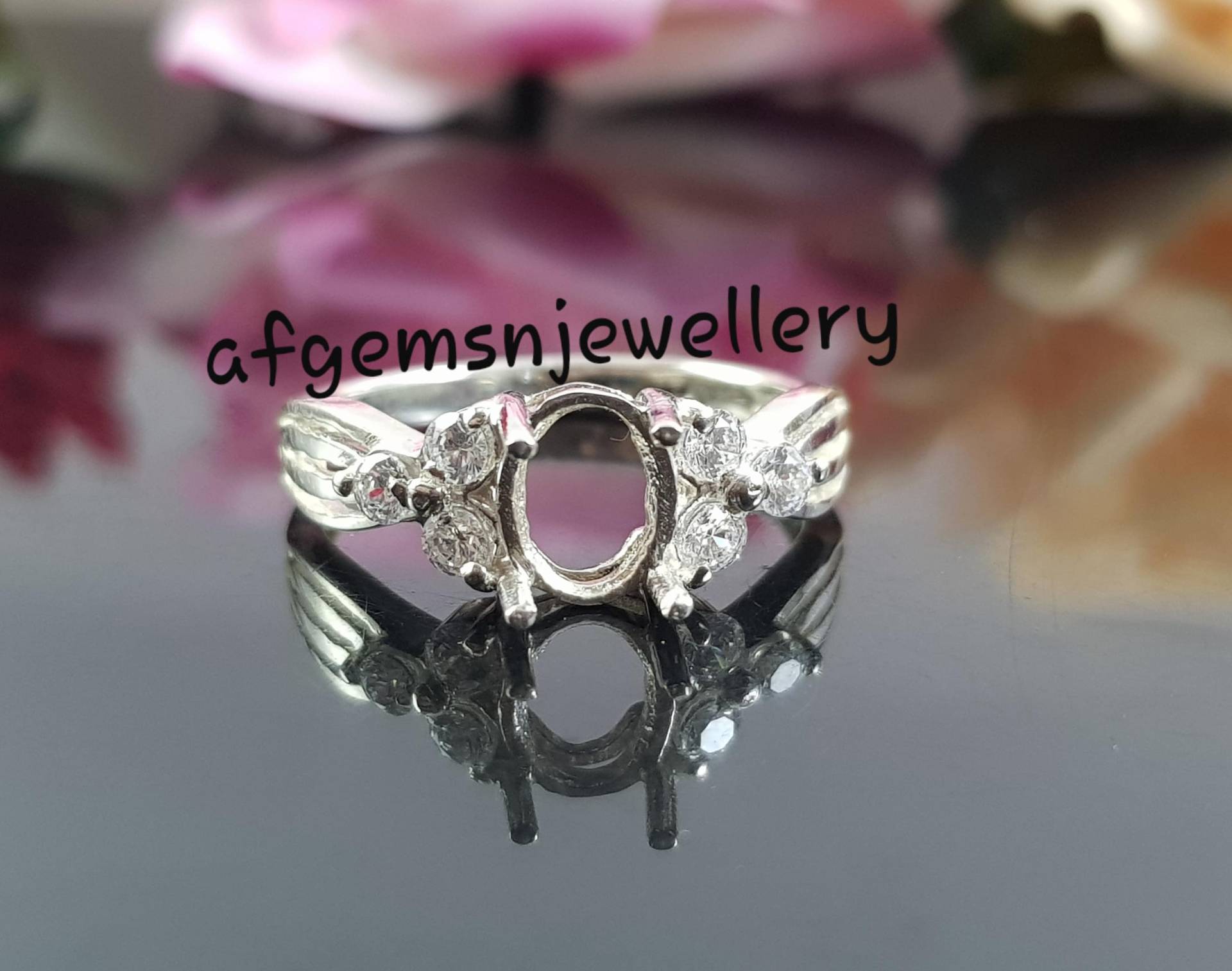 6x8mm Oval Ring-Ohne Stein Ring-Fassung Ring-Semi Mount Ring-Rohlingsring-Unikat Ring-925 Sterling Silber Ring-Fassungsring von AFGEMSNJEWELLERY