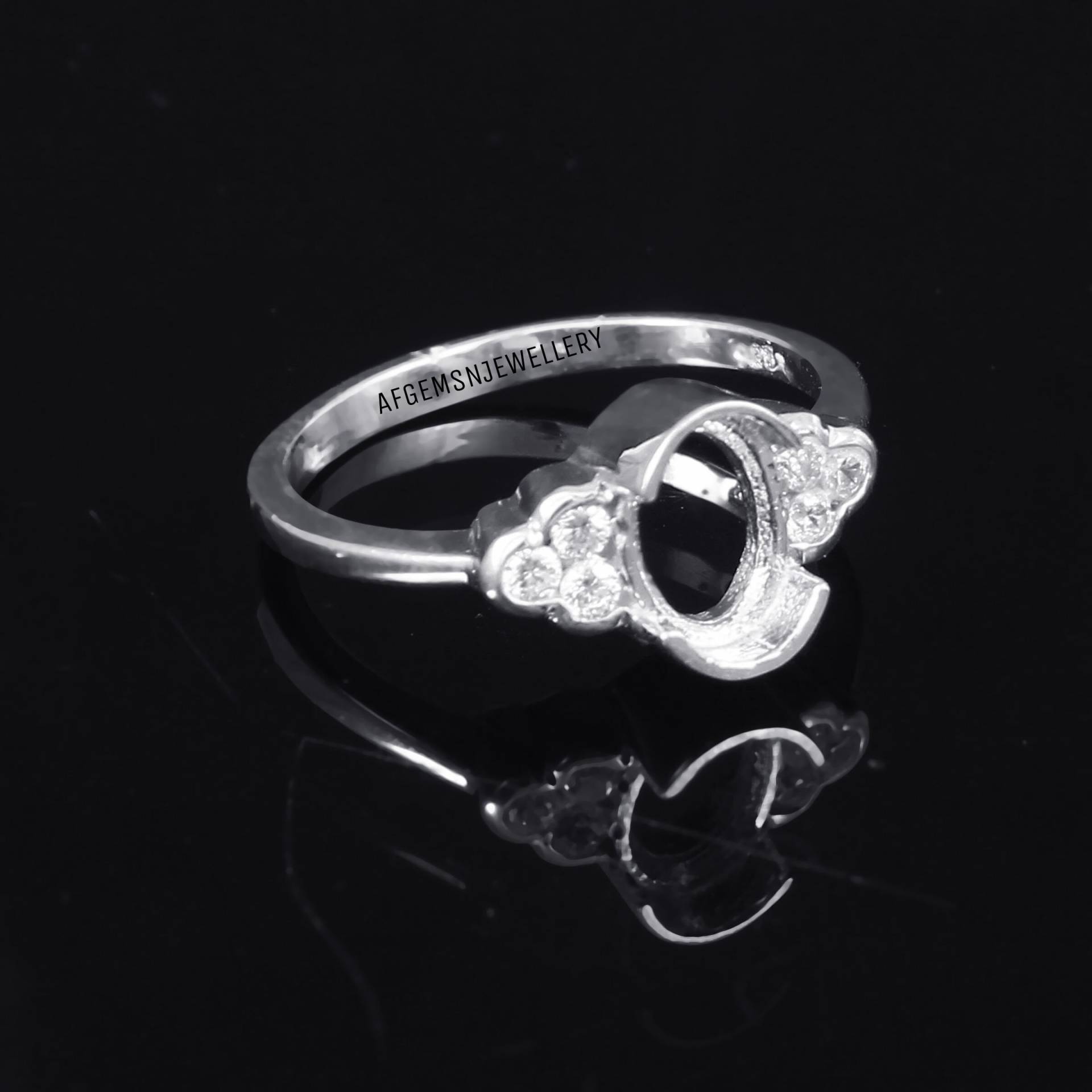 6x8mm Ovale Zacken Ring Fassungen Massiv 925 Sterling Silber Fassungen Rohling von AFGEMSNJEWELLERY