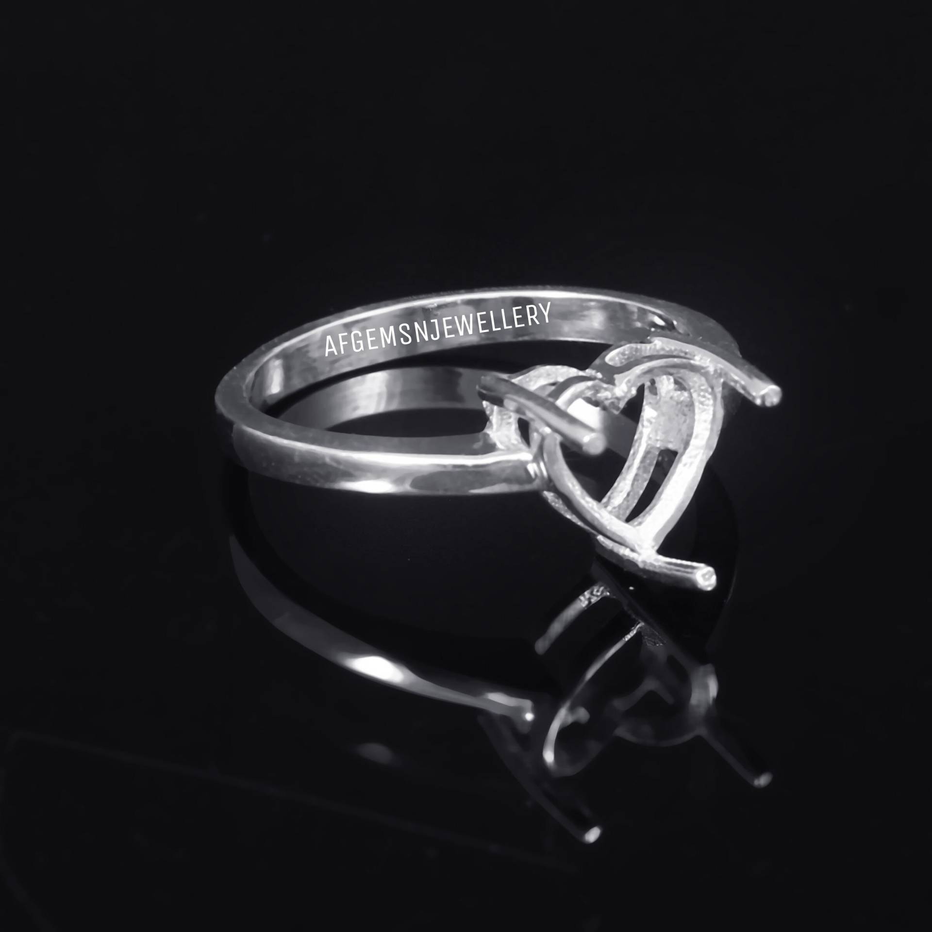 7x7 Mm Herz Form Semi Mount Ring-Ohne Stein Ring-Bereit Zum Setzen Mit Ihrem Eigenen Stein-Rohlingsring-925 Silber Ring-Fassungsring von AFGEMSNJEWELLERY