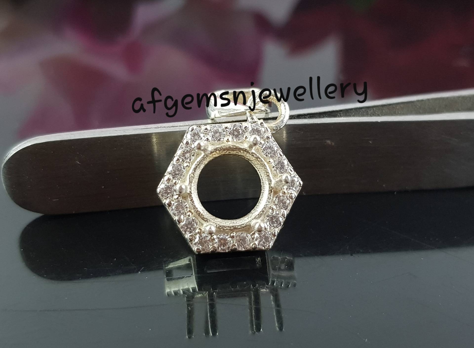 8mm Halbmontierung Anhänger-925 Sterling Silber Anhänger-Semi Mount Anhänger-Zacken Fassung Anhänger von AFGEMSNJEWELLERY