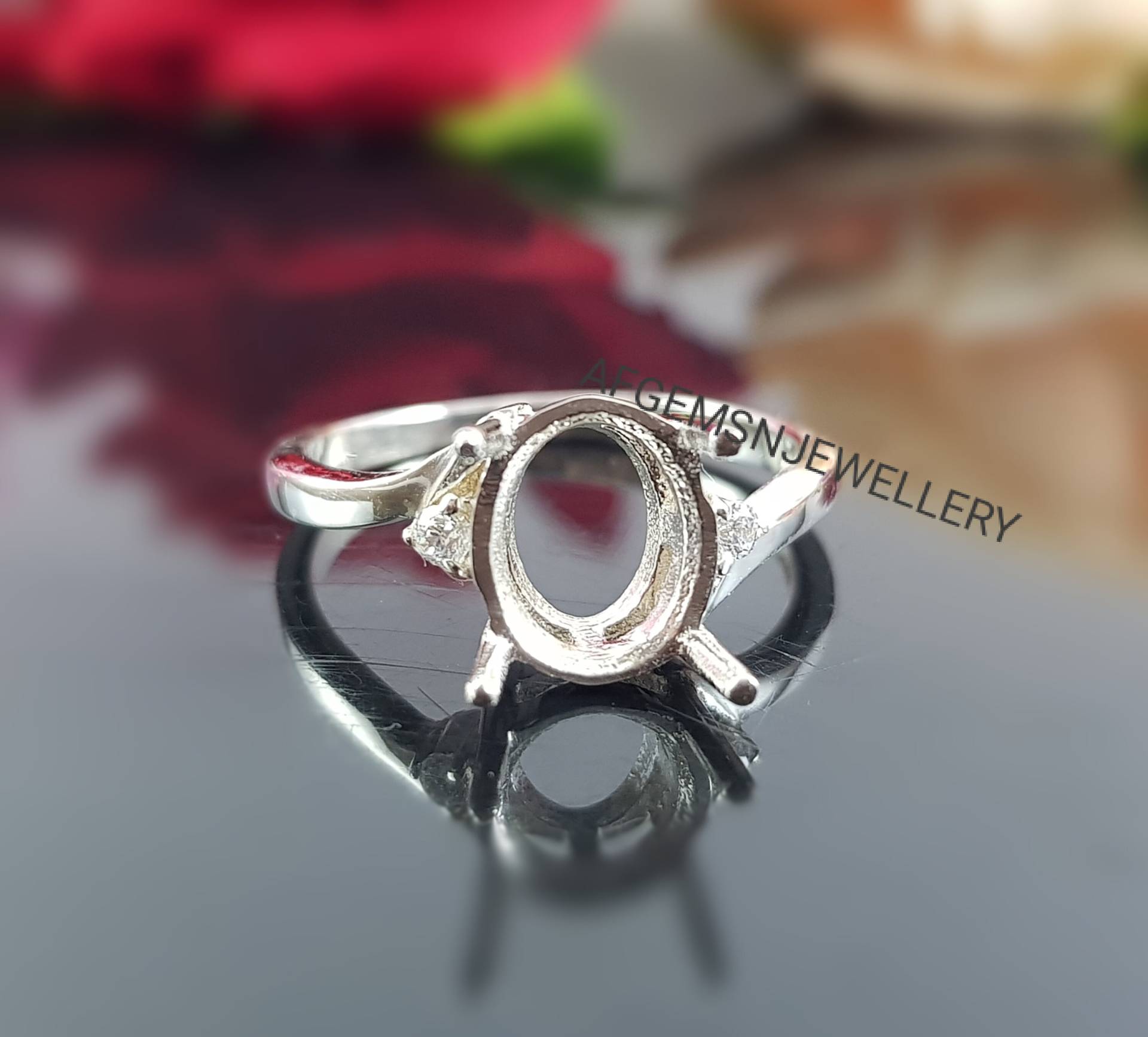 8x10 Mm Ovaler Ring-Ohne Stein Ring-Bereit Zum Setzen Mit Ihrem Eigenen Stein-Unet Ring-925 Sterling Silber Ring-Fassungsring von AFGEMSNJEWELLERY