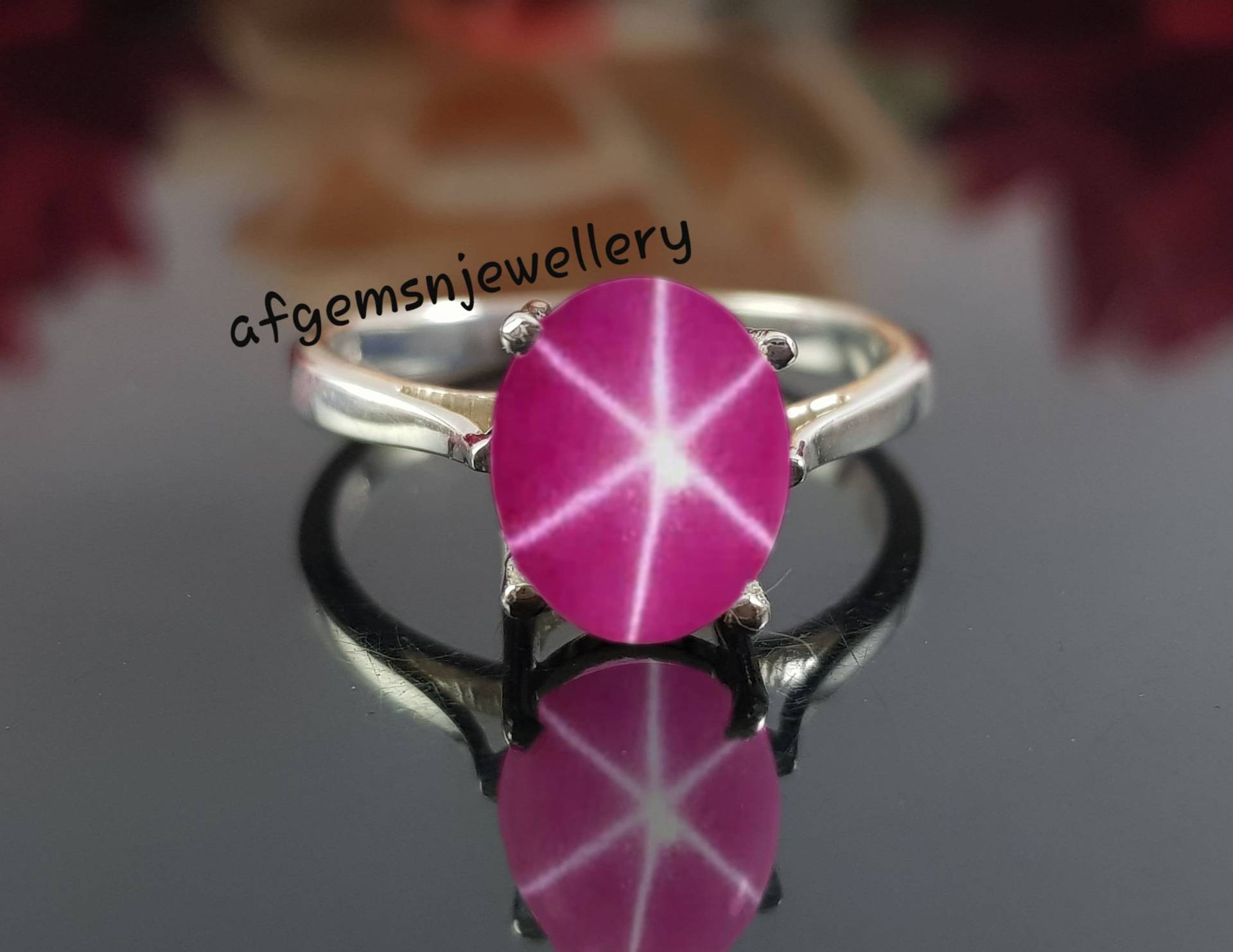 8x10mm Oval Rosa Stern Rubin Ring in 925 Sterling Silber Verlobungsring Lindy von AFGEMSNJEWELLERY