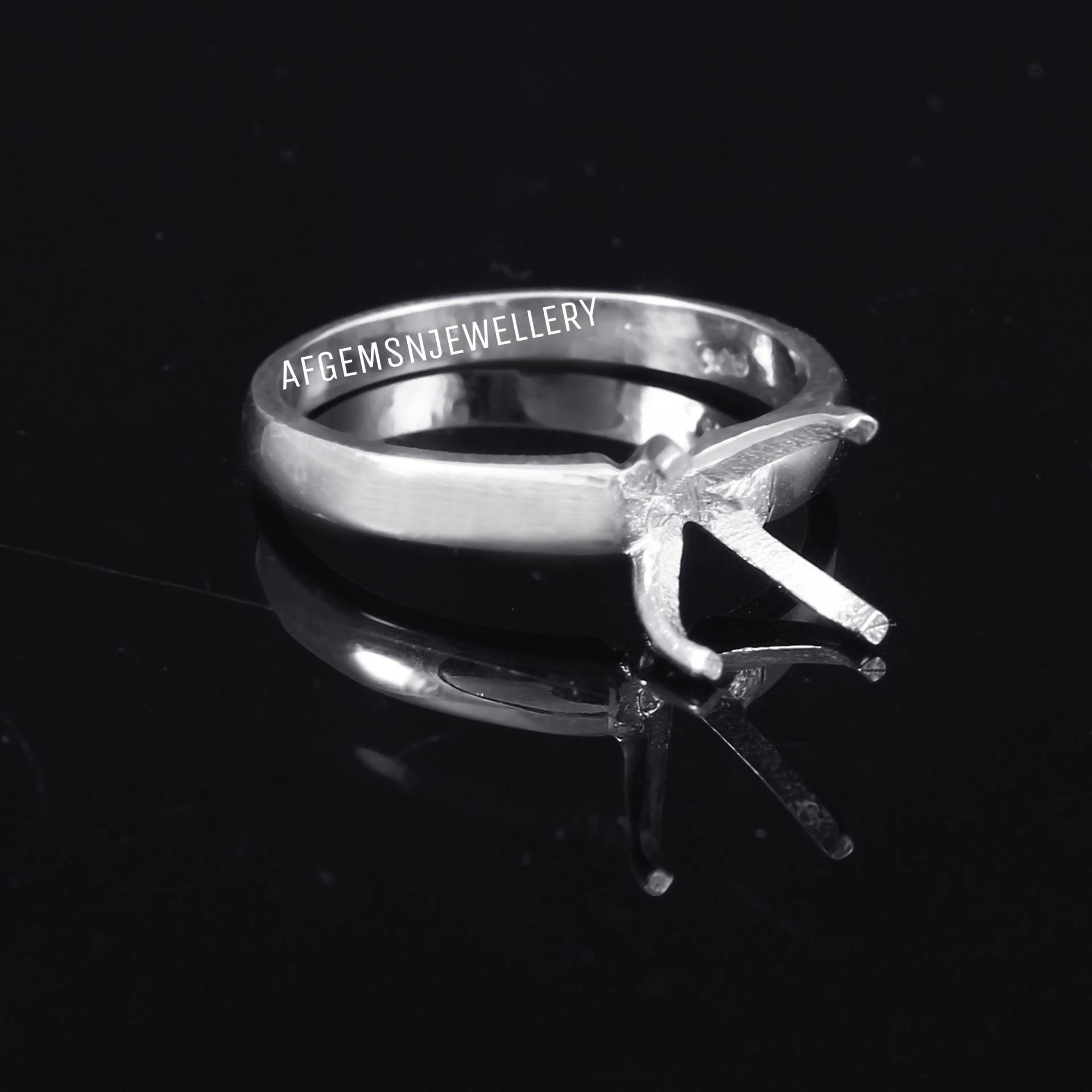 8x8mm 925 Sterling Silber Ring Fassungslos von AFGEMSNJEWELLERY