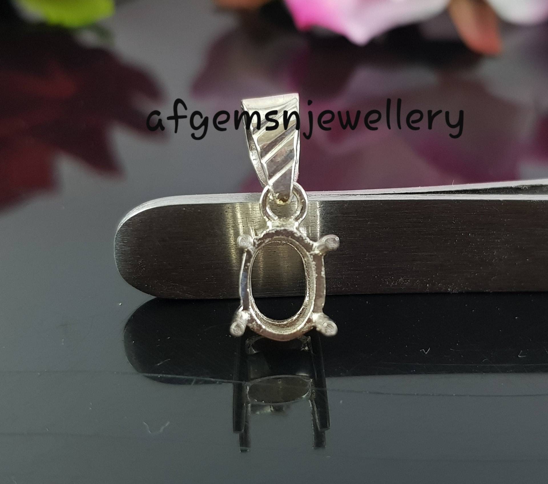 925 Sterling Silber Anhänger-7x9mm Oval Semi Mount Anhänger-Semi Anhänger-Zinken Fassung Anhänger von AFGEMSNJEWELLERY