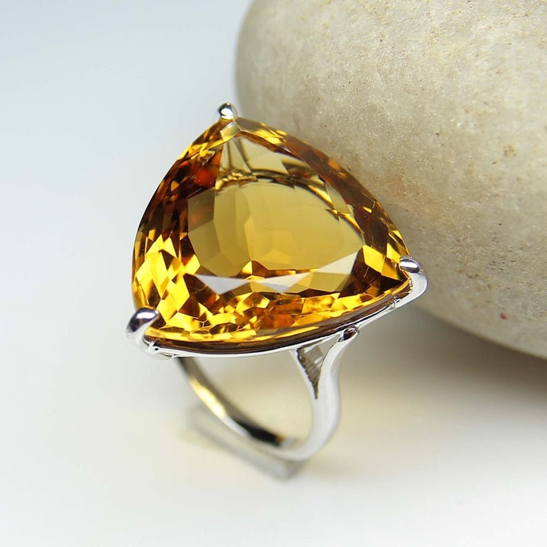 925 Sterling Silber-Natürliche Goldene Topas Edelstein Ring-Handgefertigte Ring-Statement Ring-Vintage Ring-Einzigartige Ring-Valentinstag Ring von AFGEMSNJEWELLERY