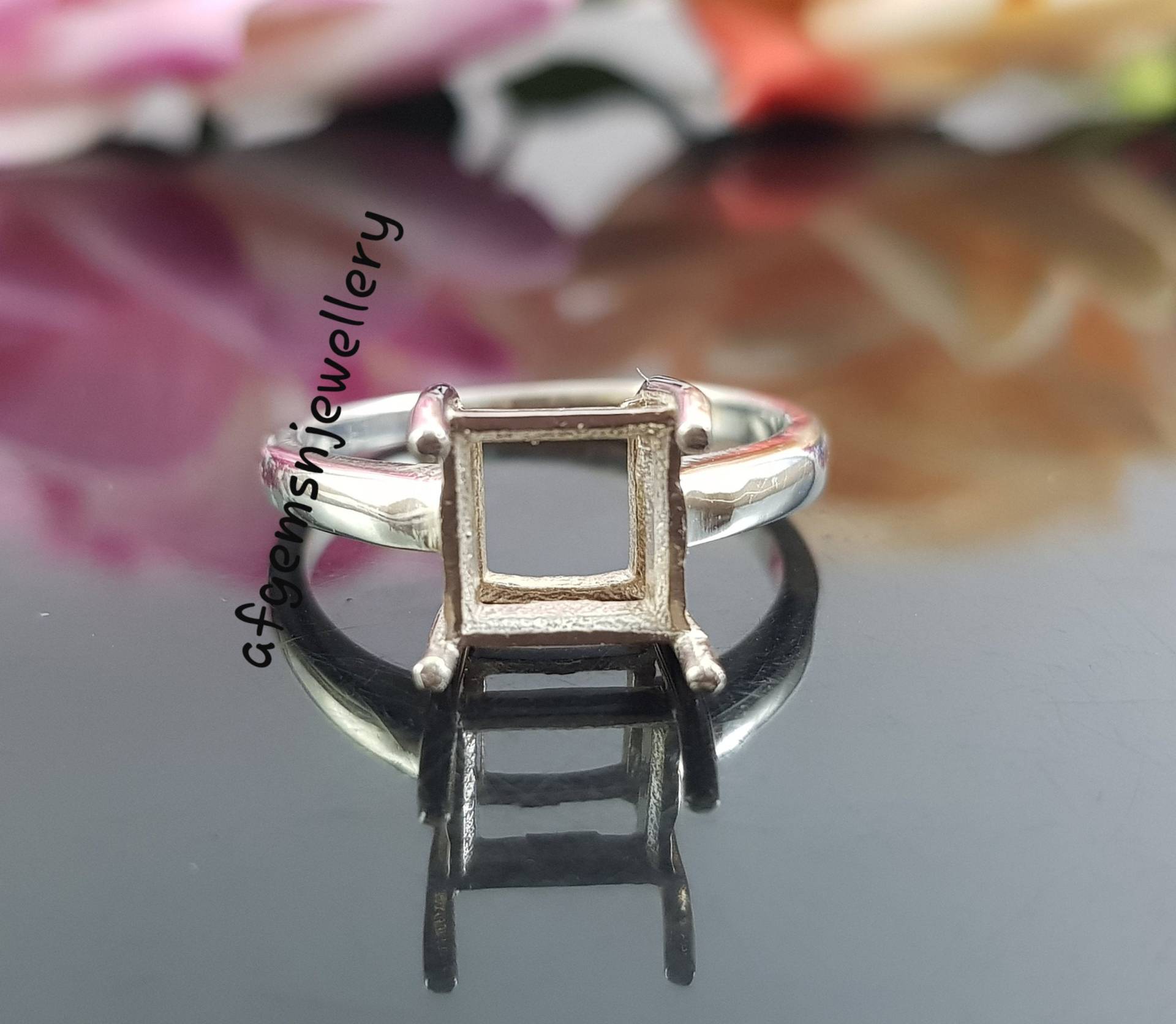 925 Sterling Silber Ring Für Stein Größe 8mm Quadratisch Ehering, Ring, Eckiger von AFGEMSNJEWELLERY