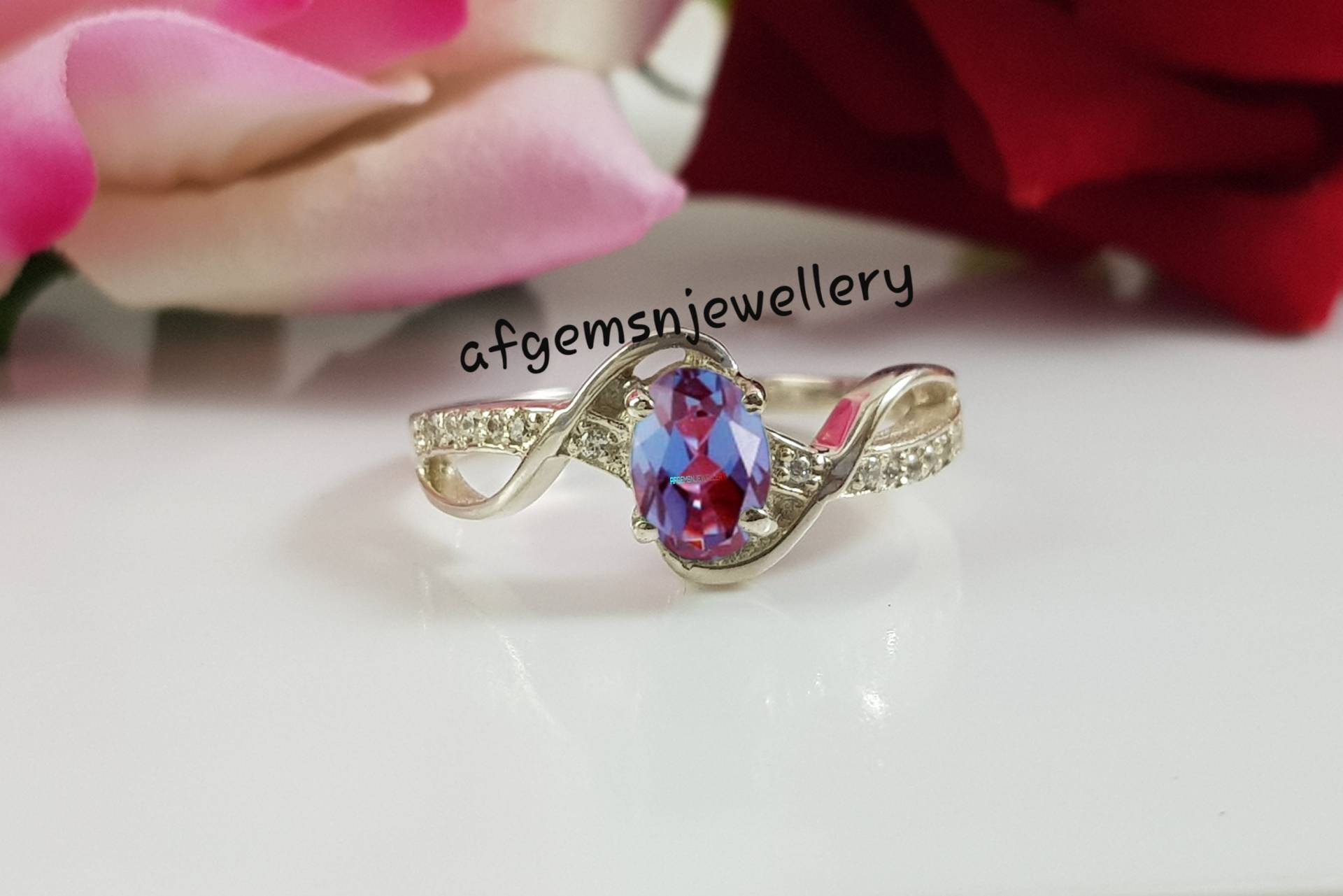 Alexandrit Ring- Sterling Silber Verlobungsring - Silberring Lab Juni Geburtsstein Jahrestag Geschenk Für Sie Alexandrit Ring- Sterling Silber Verlobungsring - Silberring Lab Juni Geburtsstein Jahrestag Geschenk Für Sie von AFGEMSNJEWELLERY
