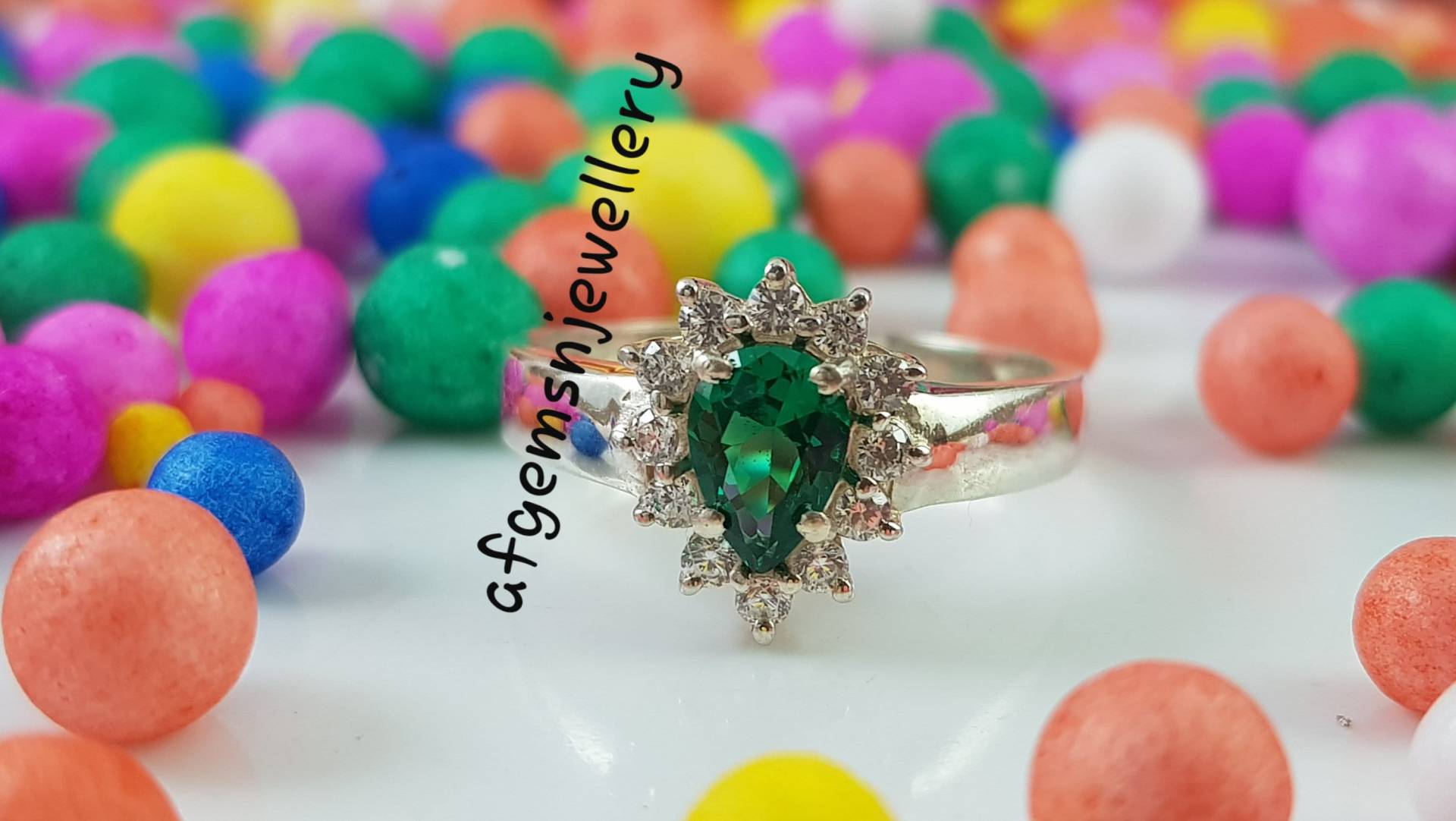 Birnen Smaragd Ring - 925 Sterling Silber Art Deco Verlobungsring - Mai Geburtsstein - Jahrestag Geschenk Für Sie von AFGEMSNJEWELLERY