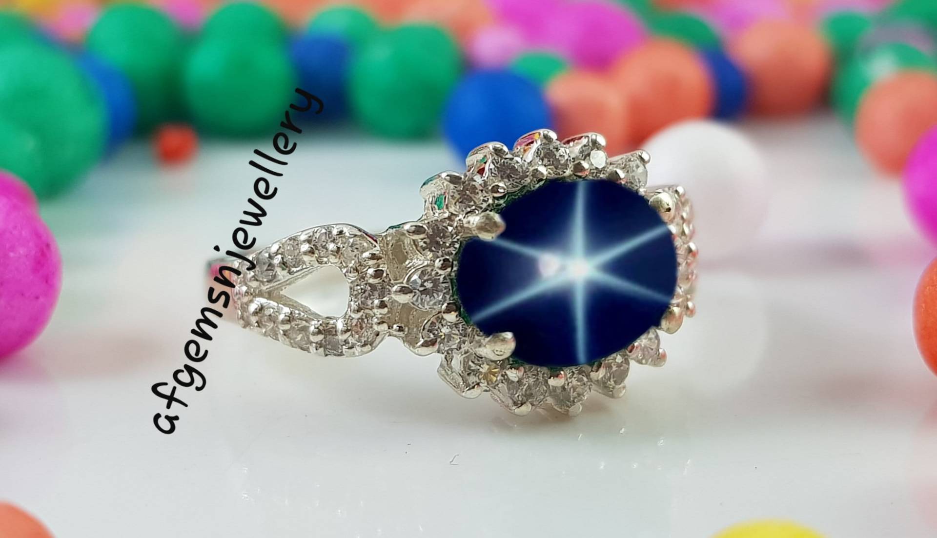 Blauer Stern Saphir in 925 Sterling Silber Ring Lindy Star Schmuck von AFGEMSNJEWELLERY