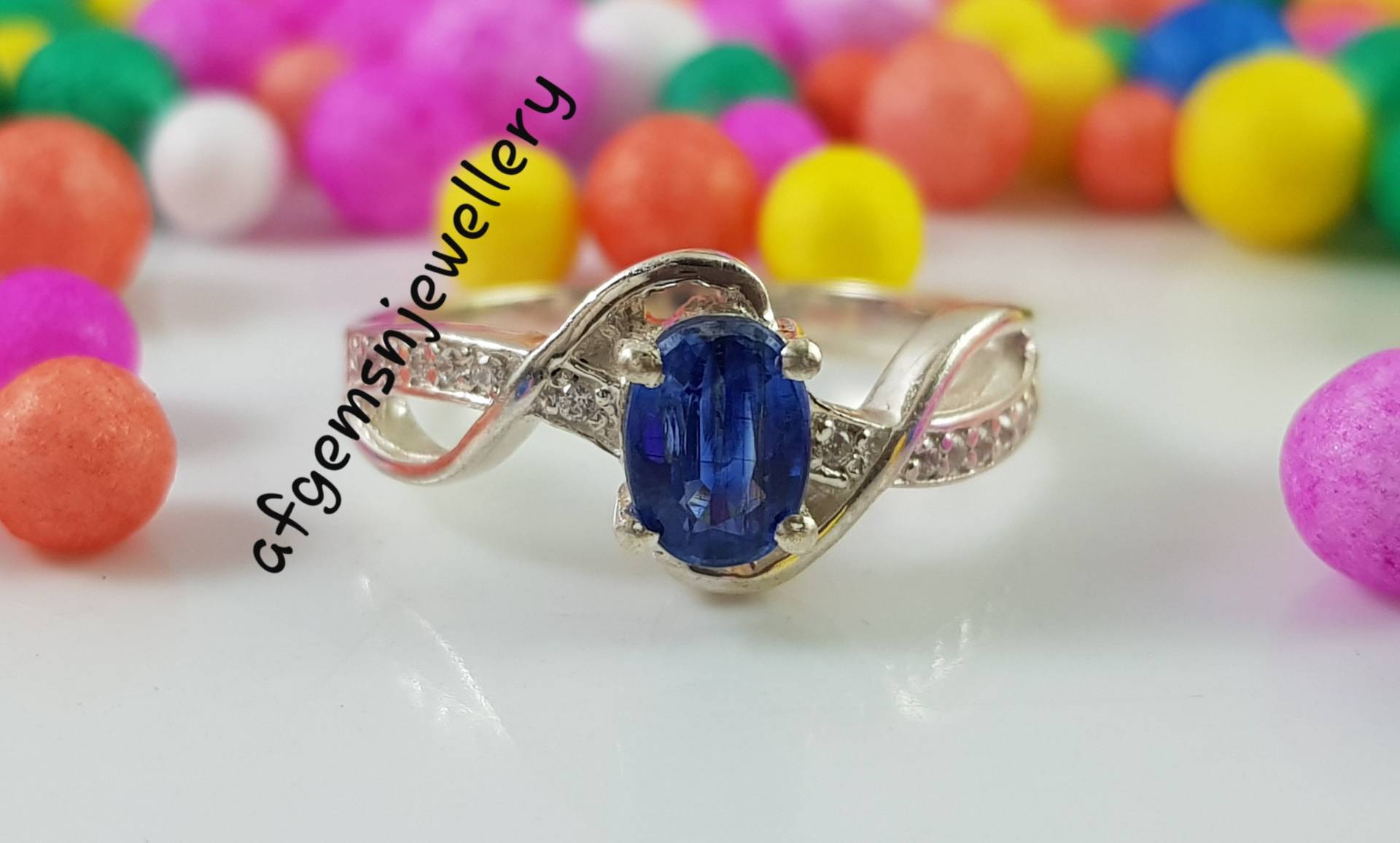 Echte Blaue Kyanit Ring in 925 Sterling Silber Für Frau Dunkelblau Edelstein von AFGEMSNJEWELLERY