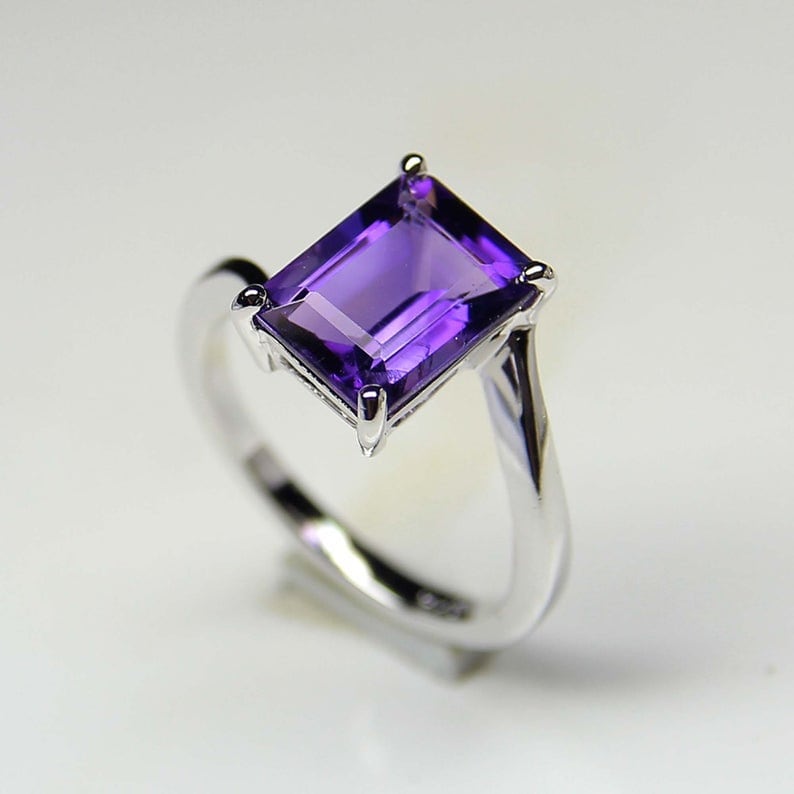 Frauen Amethyst Ring-Februar Birthstones Ring-Handmade Silber Ring-Designer Ring-Natürliche Edelstein Ring -Silber Ring-Vorschlag von AFGEMSNJEWELLERY