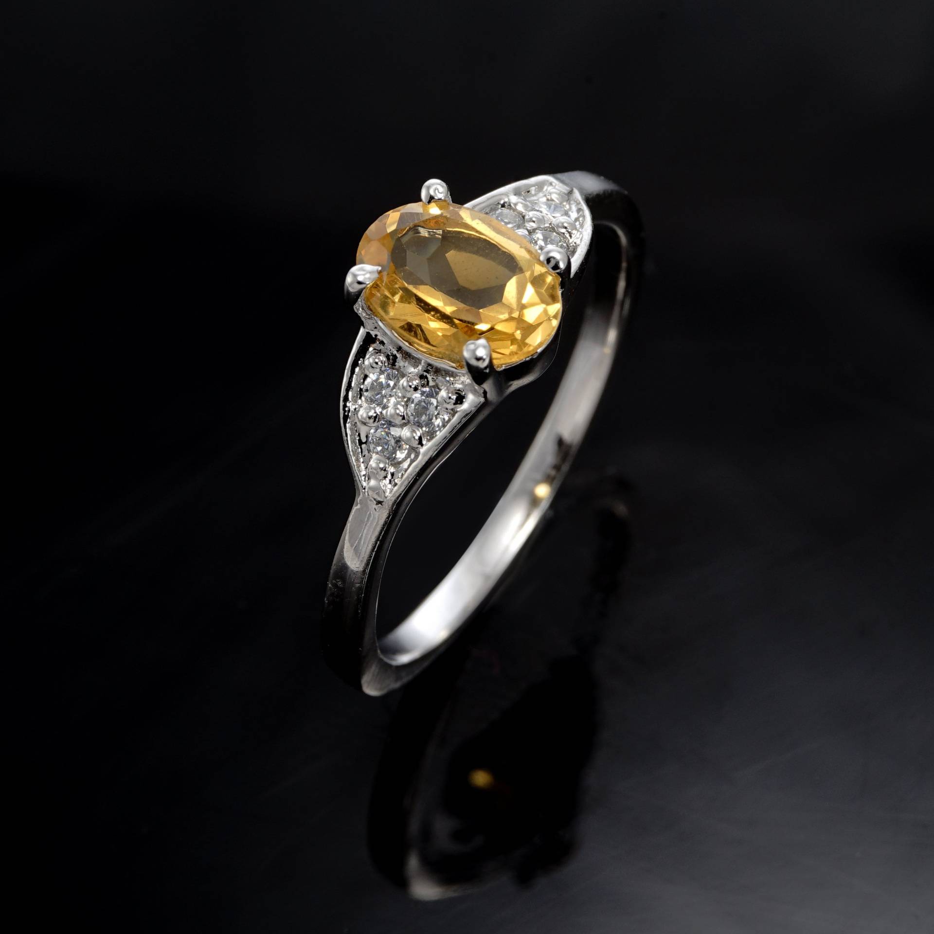 Golden Topas Verlobungsring-Natürlicher Ring-925 Sterling Silber-7x5 Mm Topas-Personalisierter Ring-Golden Ring Für Frauen von AFGEMSNJEWELLERY