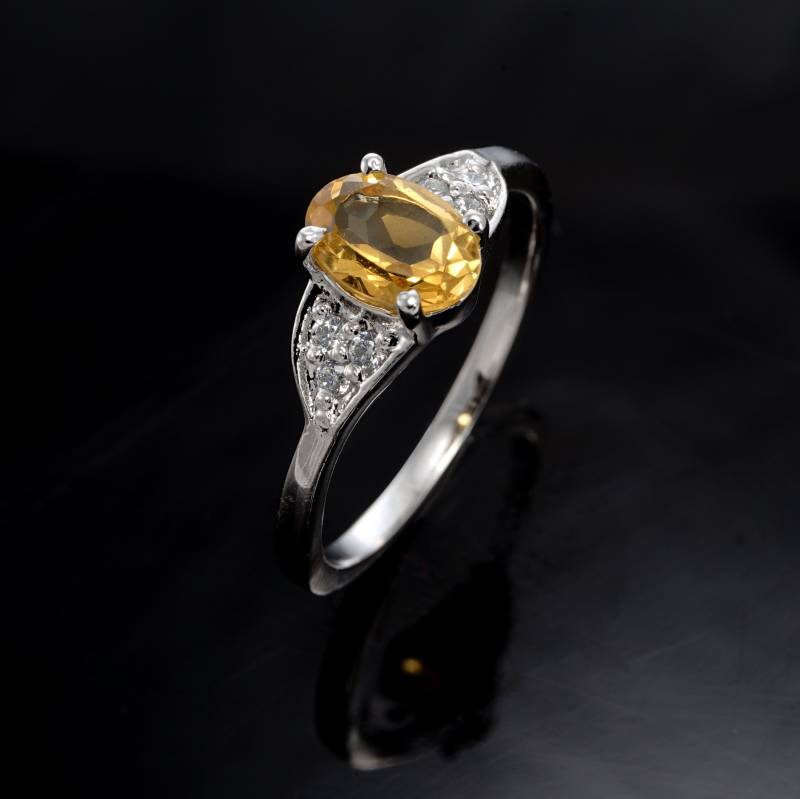 Golden Topas Verlobungsring-Natürlicher Ring-925 Sterling Silber-7x5 Mm Topas-Personalisierter Ring-Golden Ring Für Frauen von AFGEMSNJEWELLERY